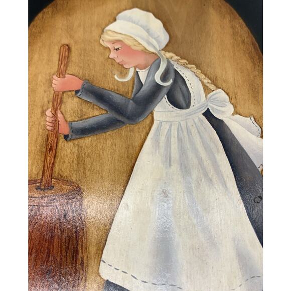 Vtg Hand Painted Signed Decorative Bread Board Wall Hanging 1980 Farmhouse - Picture 2 of 6